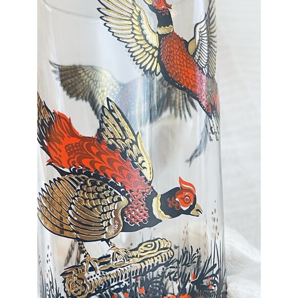 VTG Hazel Atlas Glasses Lot of 3 – 22K Gold Leaf & Enamel Pheasant Design – 1950 - Picture 5 of 10